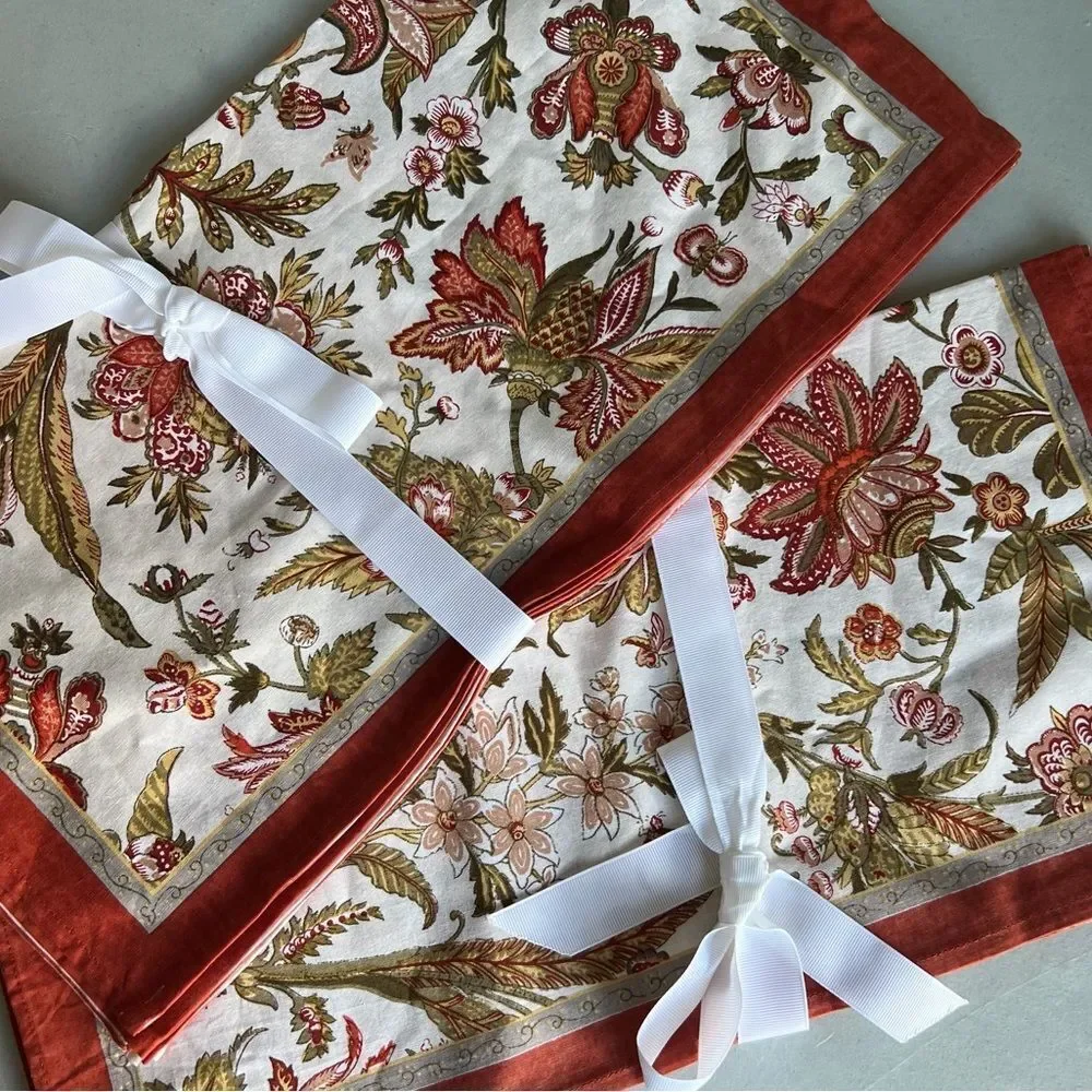 New The Company Store Fall Autumn 100% Cotton Napkins Set of 8